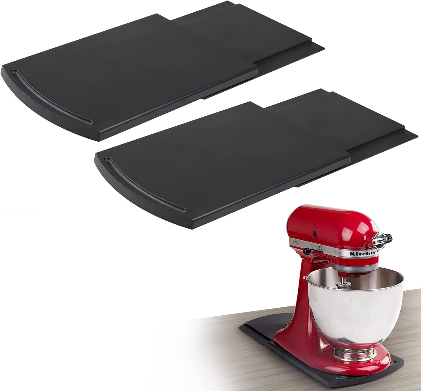 Bruvoalon Kitchen Appliance Sliding Tray, Slider for Coffee Pot, Coffee Maker, Toaster, KitchenAid Mixer, Blenders and Air Fryer, Coutertop with Rolling Wheels (2 Pack)