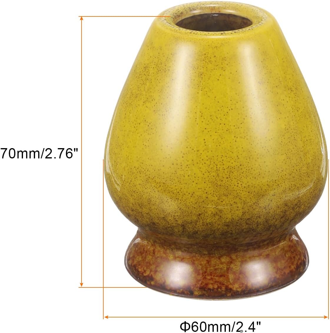 HARFINGTON Ceramic Chasen Stand 70mm Matcha Whisk Holder Teas Set Whisks Stand Traditional Matcha Tea Chasen Holder Tea Set Accessories for Tea Tasting, Gradient Yellow