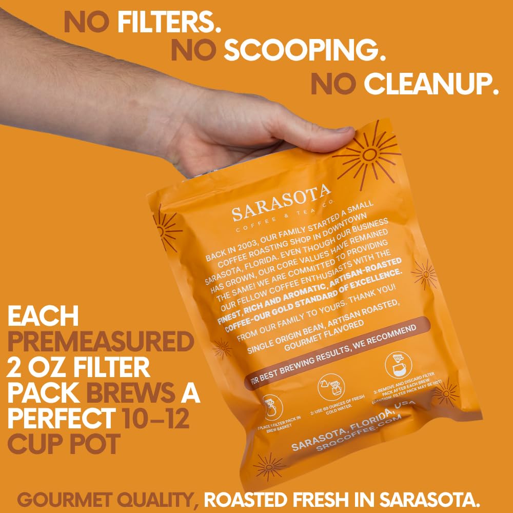 Ground Flavored Coffee In Filter Packs | Medium Roast Low Acid Mold Free Pouches | Bulk Packets | Roasted Butter Pecan Crunch | Gourmet Individual Premeasured Coffee Bags for 10-12 Cup Drip Maker