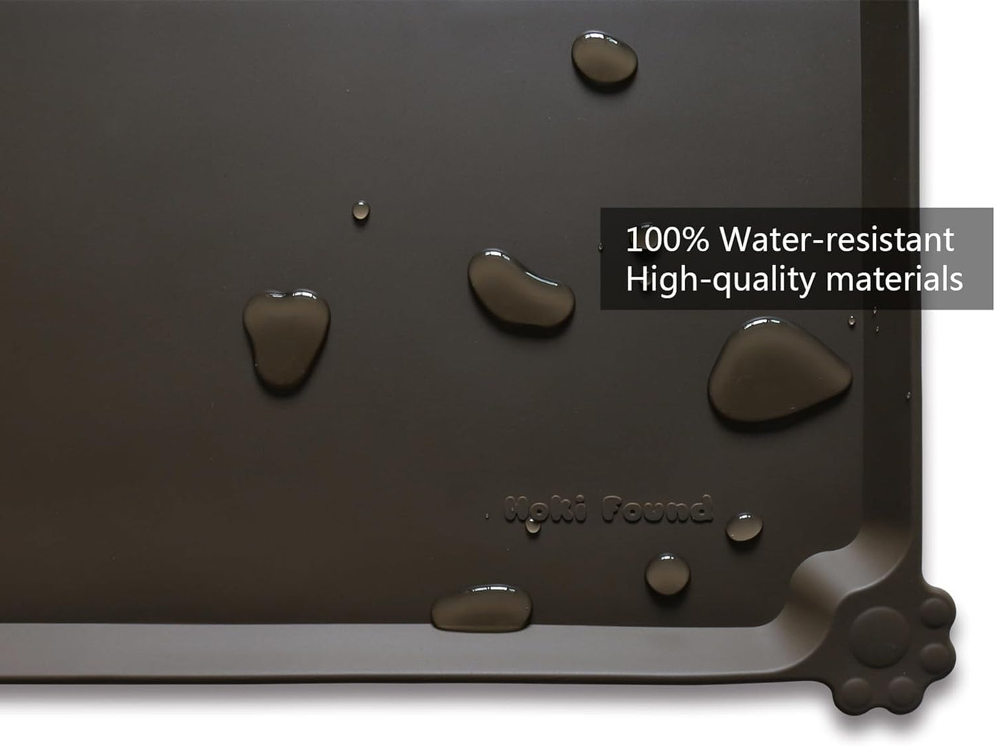 Hoki Found L Silicone Pet Food Mats Tray - Non Slip Dog Cat Bowl Mats Placemat - Pet Feeding Mat - Waterproof Dog Cat Food Mats -Pet Water Mats for Carpet - Coffee