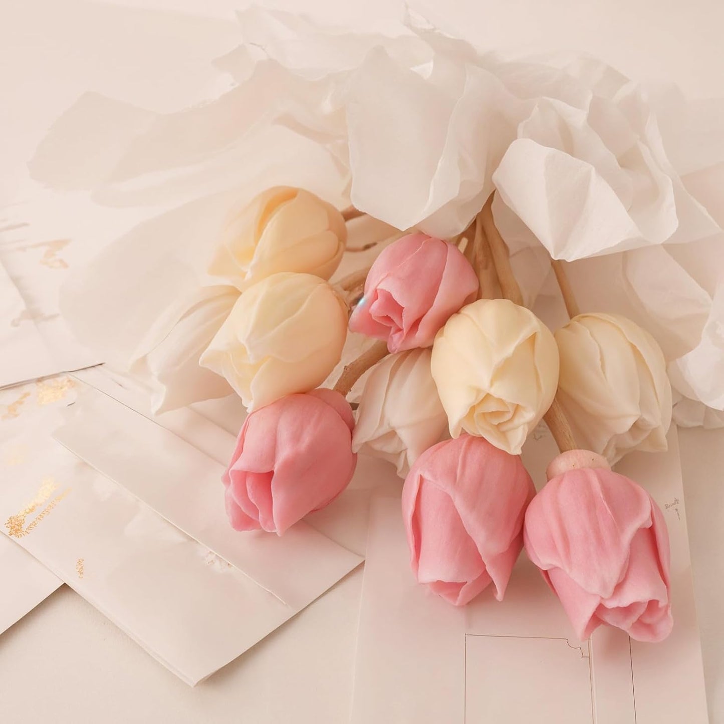 2PCS Tulip Flower Silicone Molds Tulip Bouquet Silicone Candle Molds 3D Floral Resin Candle Soap Mold Flower Fondant Chocolate Cake Decoration Mold Resin Casting