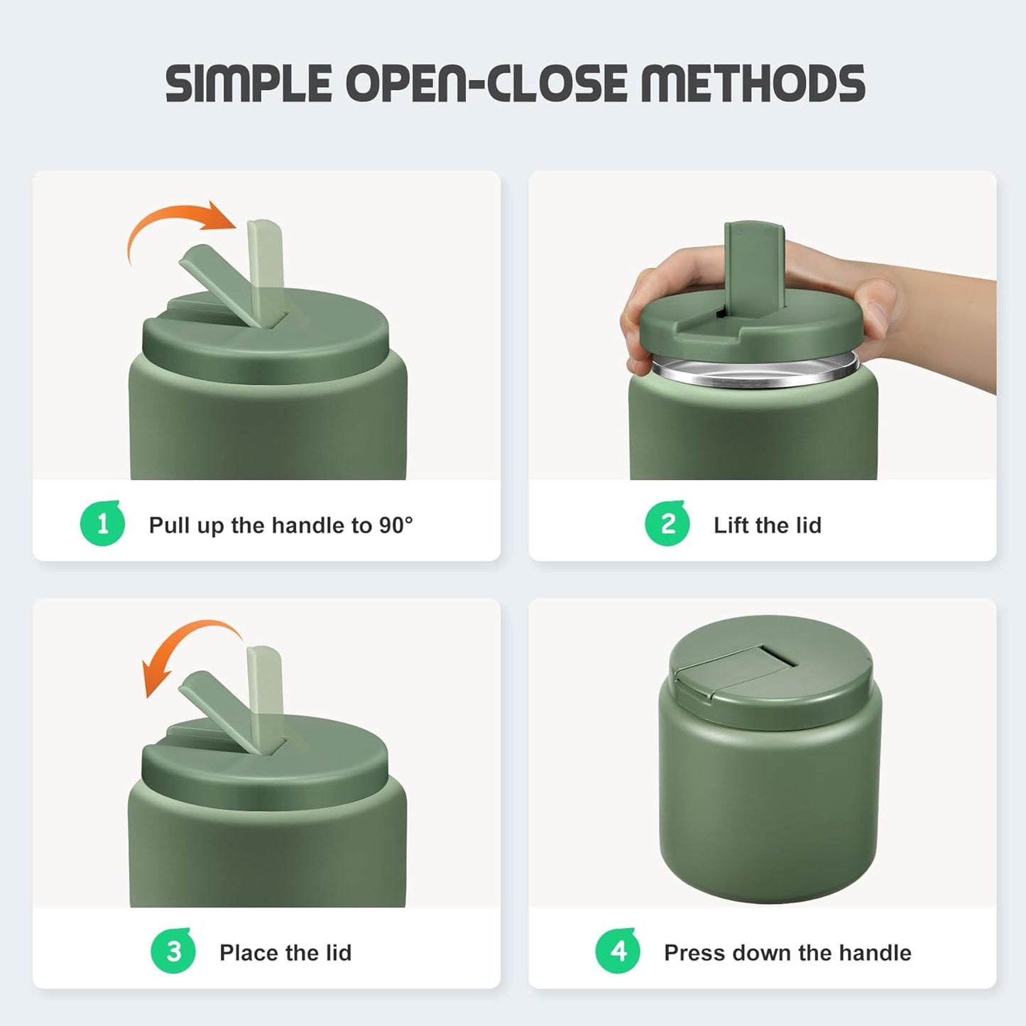 26oz Soup Thermo for Hot Food Kids with Buckle Lid Insulated Vacuum Food Jar Wide Mouth Leakproof Stainless Steel Lunch Container (Green)