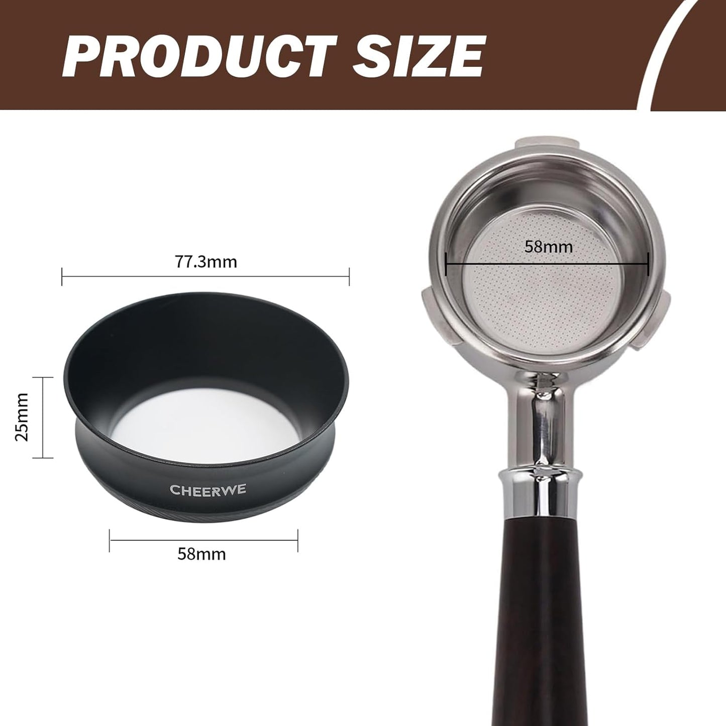 58mm Magnetic Espresso Dosing Funnel, Espresso Coffee Dosing Ring, 25mm Anodized Aluminum Dosing Funnel with 8 Magnets Compatible with 58mm Portafilter