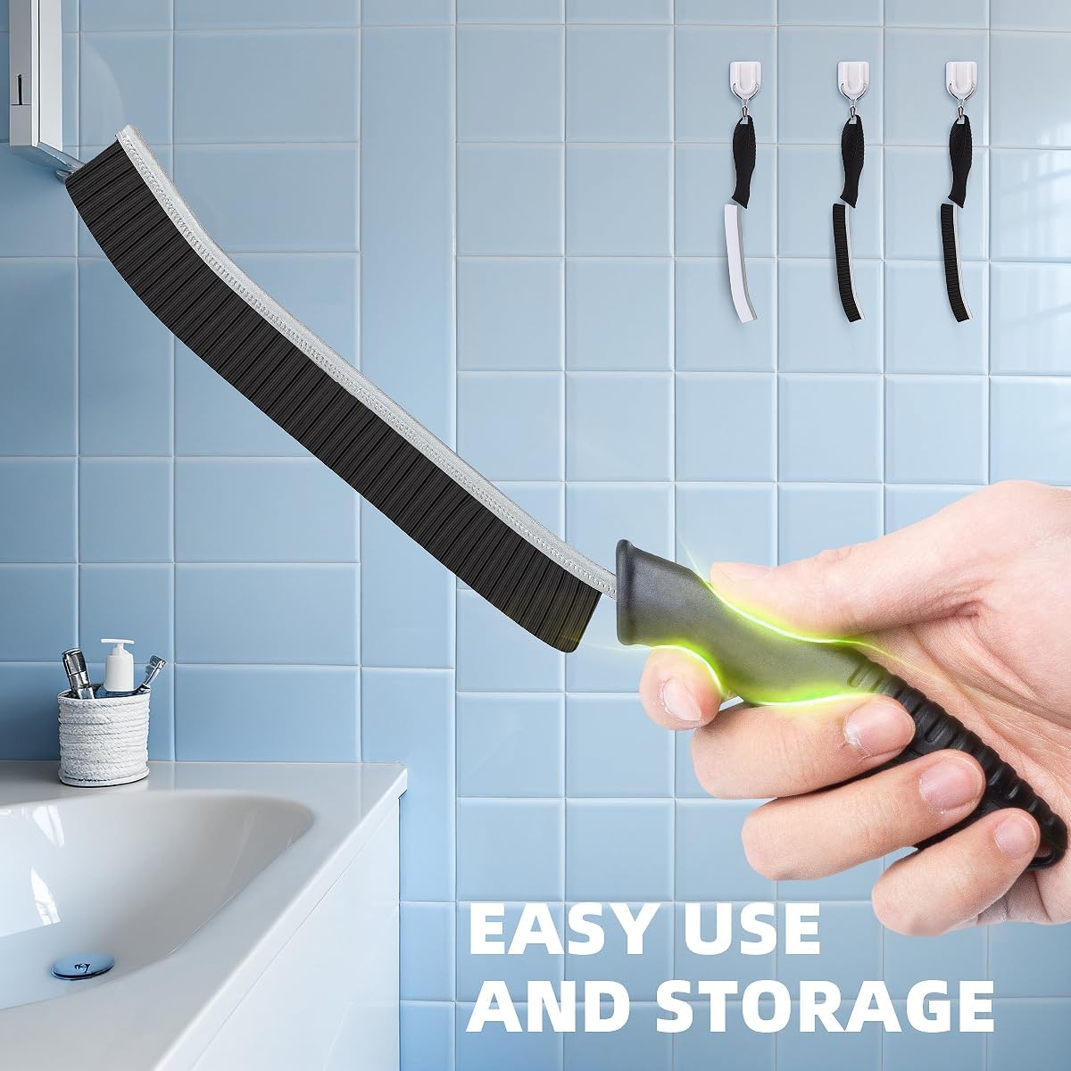 Hard Bristle Crevice Cleaning Brush-Thin Gap Scrub Brush, Small Cleaning Brush, Grout Brush, Kitchen Brush, Cleaning Tools for Toilet, Bathroom, Sink, Home, Household, Window (3, Orange)