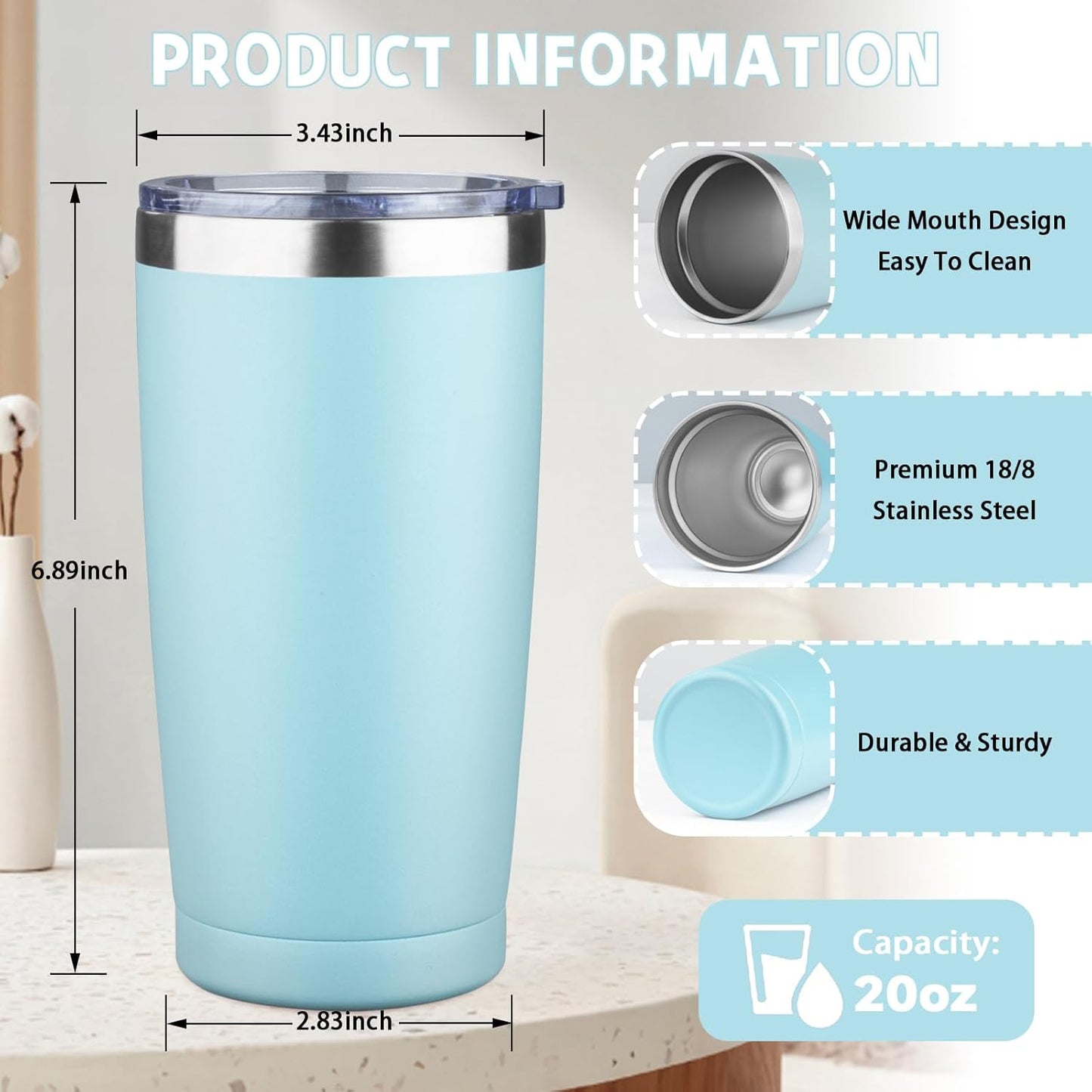 20 oz Tumbler with Lids and Straws, Stainless Steel Insulated Coffee Tumbler, Double Wall Vacuum Insulated Travel Mug Cup, Leakproof Thermal Coffee Cup for Hot and Cold Drinks (dark green)