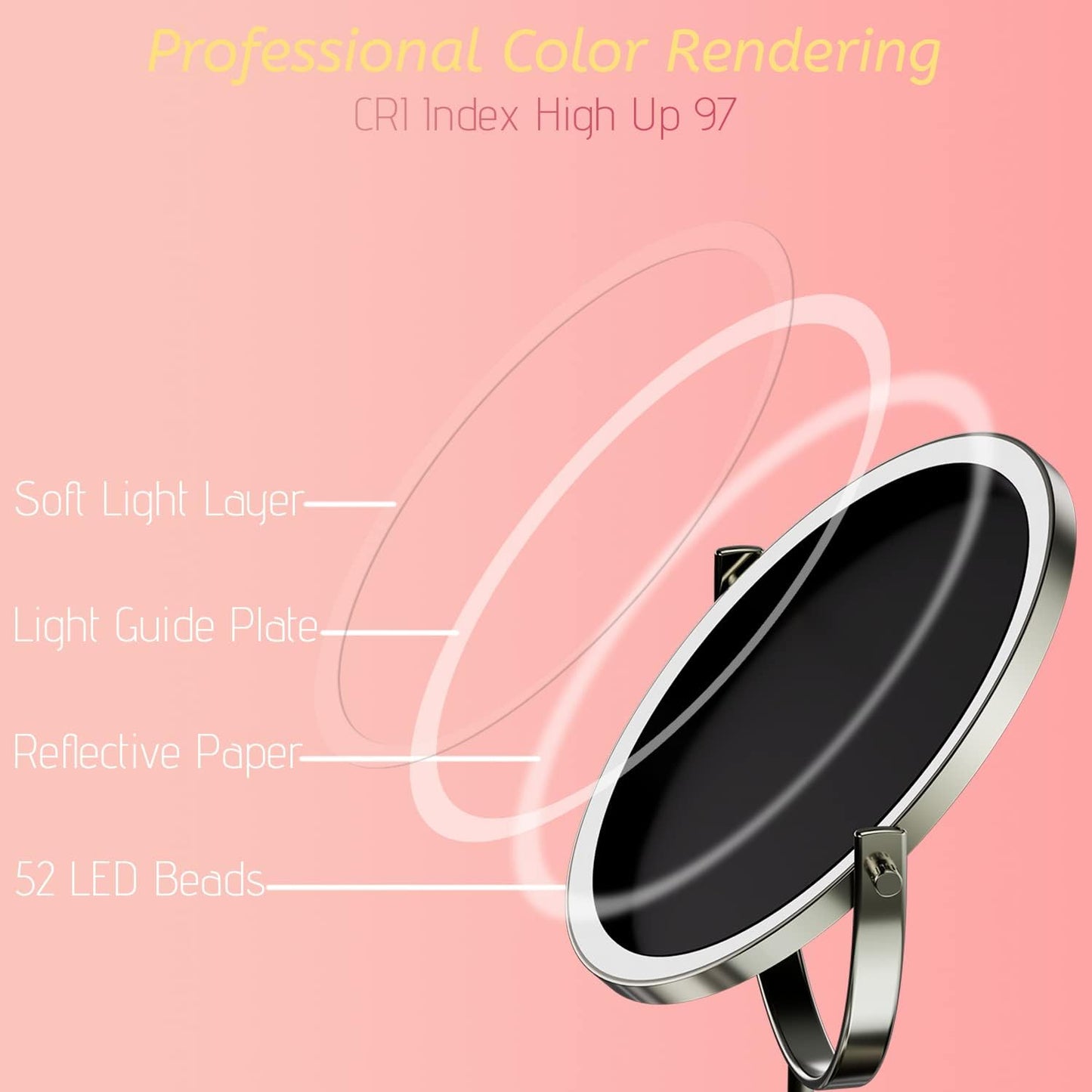 8" Lighted Vanity Mirror with Lights, 1X/10X Magnifying Makeup Mirror, Double Sided 360 Swivel USB Rechargeable, 3 Color Lights, Gifts for Women Mom Teen Girls