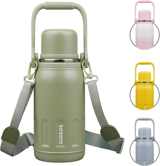BJPKPK 27oz Insulated Thermos Water Bottle with Lid and Carry Handle BPA Free Stainless Steel Water Bottles for School,Army Green