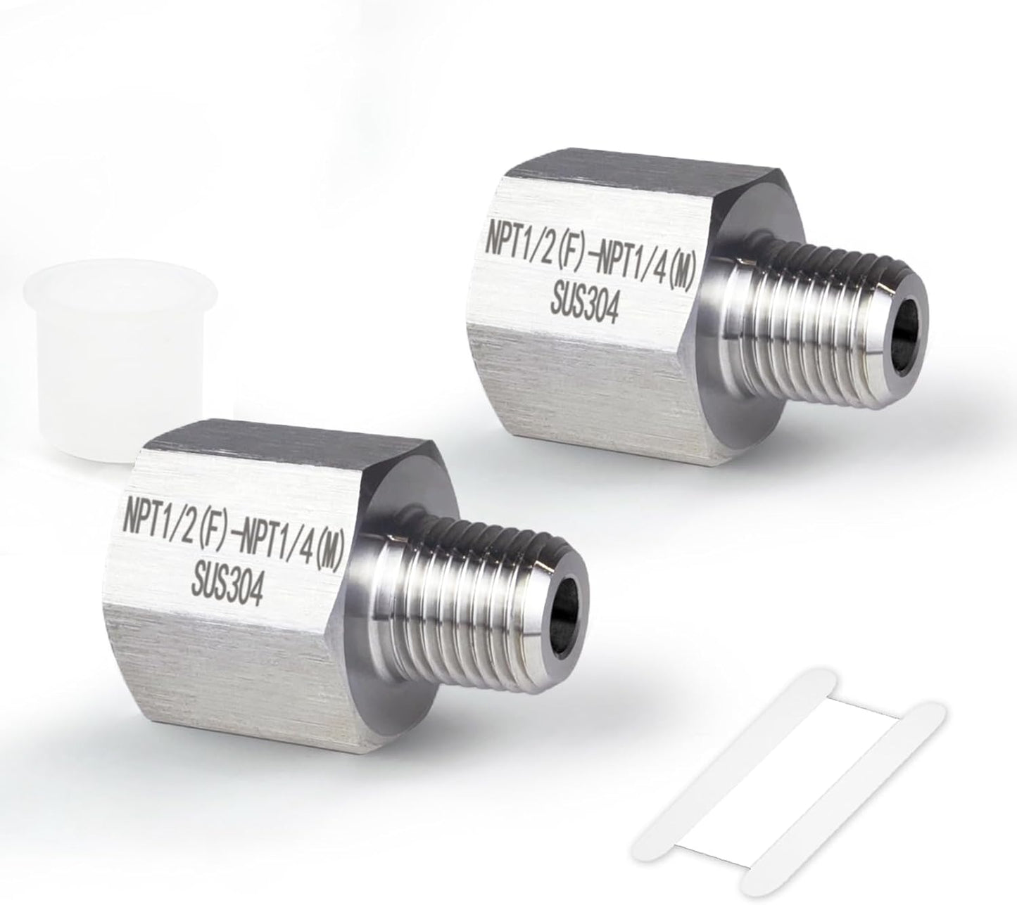 2 pieces，Npt1/2 Female to Npt1/4 Male Thread Adapter, Water line adapter，Fabricate of 304 Stainless Steel