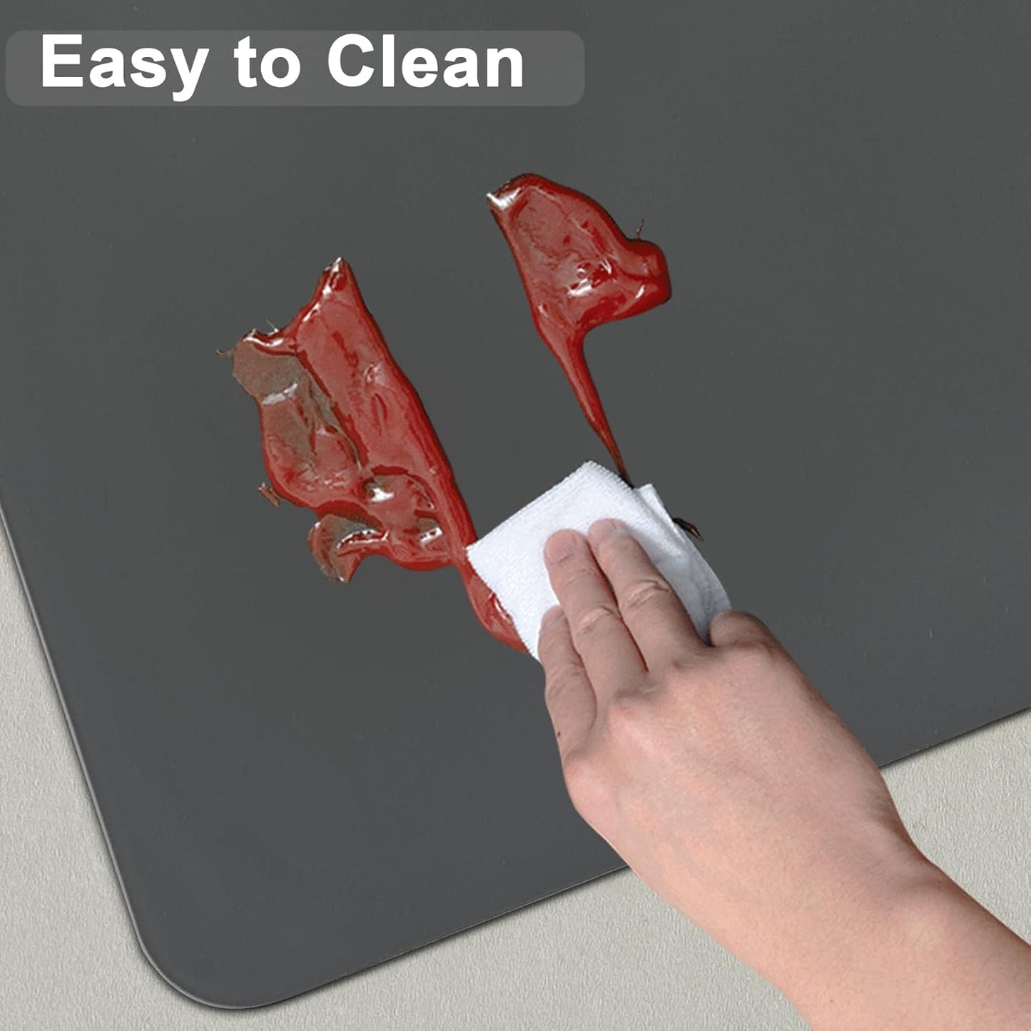 47.2''x23.6''(120cmx60cm) Large Silicone Mat for Kitchen Counter, Non-Slip Heat Resistant Countertop Protector, Waterproof Silicone Craft Mat for Kitchen Island, Translucent Red