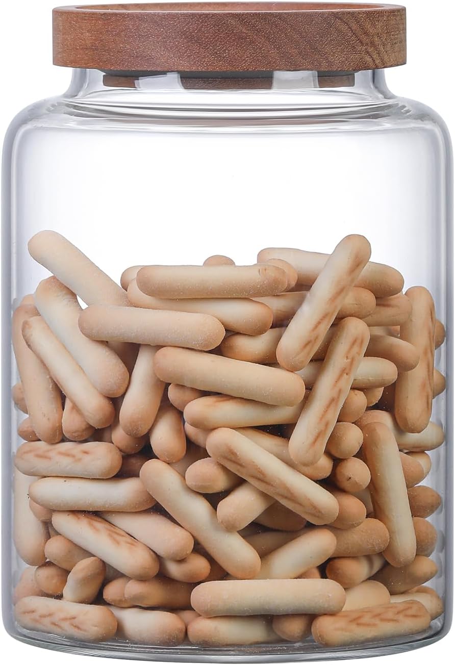 Glass Candy Jar with Lid Glass Sugar Containers Kitchen Canisters Pantry Food Storage Container for Cookies Coffee Bean Cereal Flour Cookies(40oz(1200ml)-1 pack)