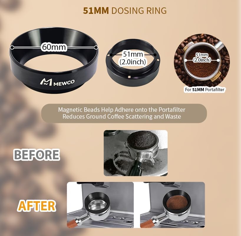 7 Pack Espresso Tamper Station&Coffee Distributor Tamper&Espresso WDT Stirrer&Coffee Tamping&Brush&Coffee Dosing Funnel&Espresso Puck Screen, Multipurpose Tools for Bar Home Office (51 mm)