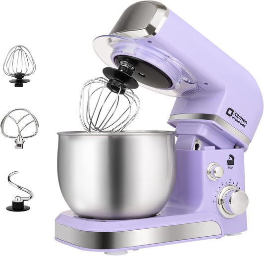 Stand Mixer, Kitchen in the box 3.2Qt Small Electric Food Mixer,6 Speeds Portable Lightweight Kitchen Mixer for Daily Use with Egg Whisk,Dough Hook,Flat Beater (Purple)