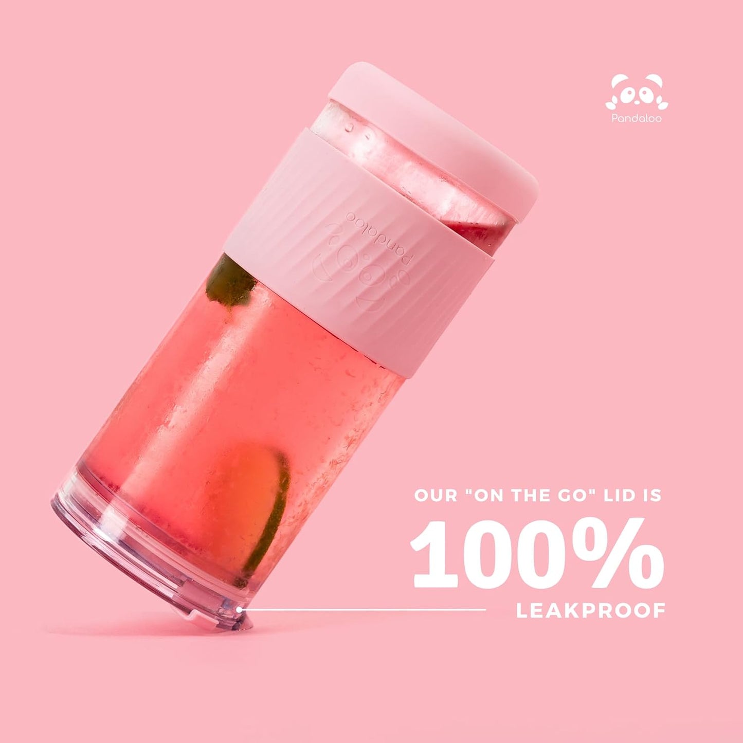 Pandaloo® Glass Cups With Lids and Straws -20 Fl Oz- Perfect Size Iced Coffee Cup - Smoothie Cup With Bamboo Lid and On the go Lid (Peach Fuzz, 1 Count (Pack of 1)