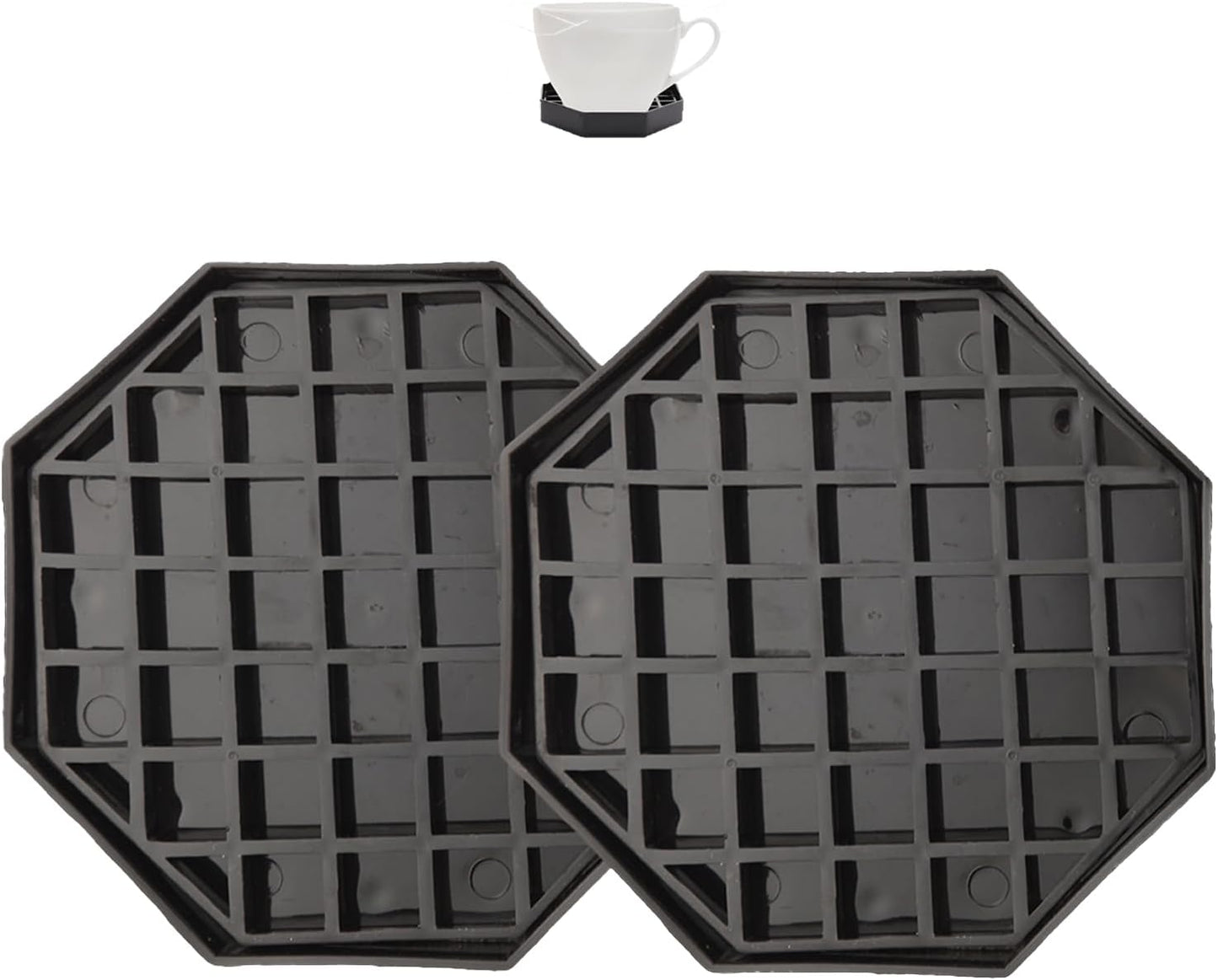 4.1" Octagonal Coffee Drip Tray | Black Plastic Honeycomb Grid Countertop Tray for Coffee, Tea, Wine & Beverage Dispensers,Pack of 2(2, 4.1in)