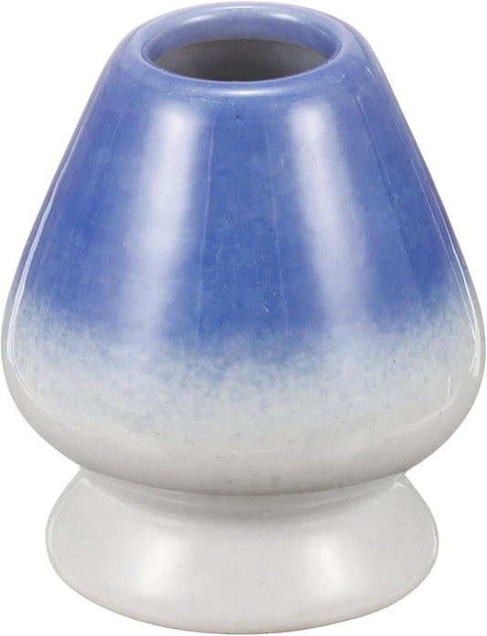 HARFINGTON Ceramic Chasen Stand 70mm Matcha Whisk Holder Teas Set Whisks Stand Traditional Matcha Tea Chasen Holder Tea Set Accessories for Tea Tasting, White/Blue