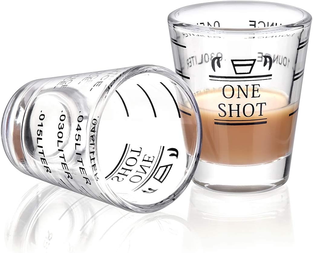 Shot Glasses Measuring cup Liquid Heavy Glass Wine Glass Espresso Shot Glass 1.5OZ/45ML (2 pack-45ml)