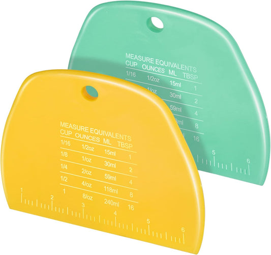 Teenitor 2 Pieces Dough Scraper, Dough Cutter Bench Scraper, Dough Scrapers Multipurpose Food Scrapers for Dough, Cake, Bread Yellow and Green