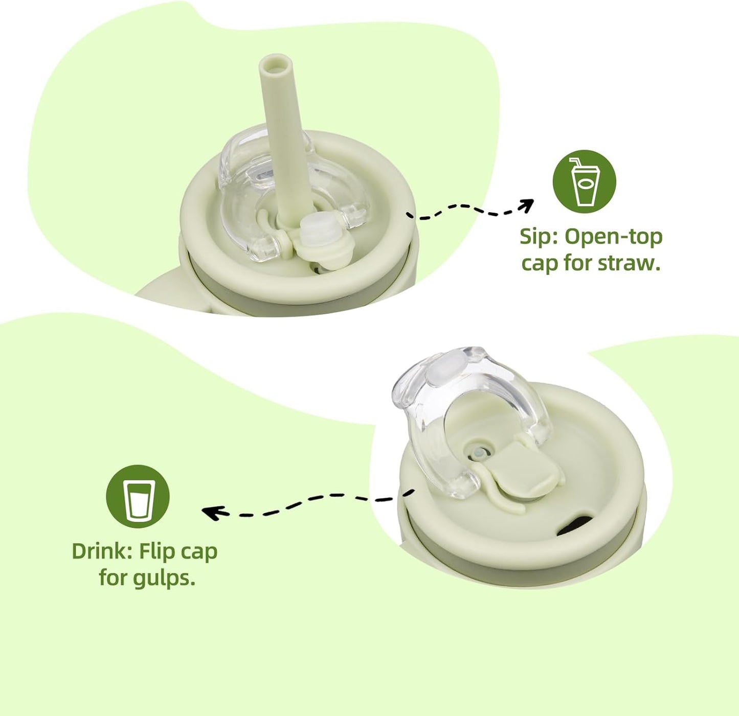 18 oz Tumbler with Side Handle, Insulated Water Bottle with Straw and 2 in 1 Lid, Stainless Steel Cup Travel Coffee Mug for Sports Office Gym,Camp Green