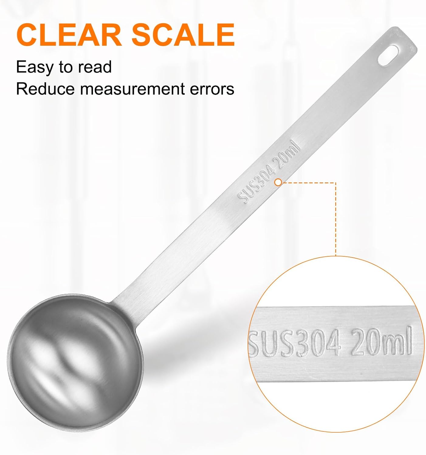 HARFINGTON Single Measuring Spoon 4tsp (1-1/3tbsp, 20ml) Teaspoon/Tablespoon 304 Stainless Steel Single Tiny Square Bowl Measuring Spoon Long Handle Measure Scoop