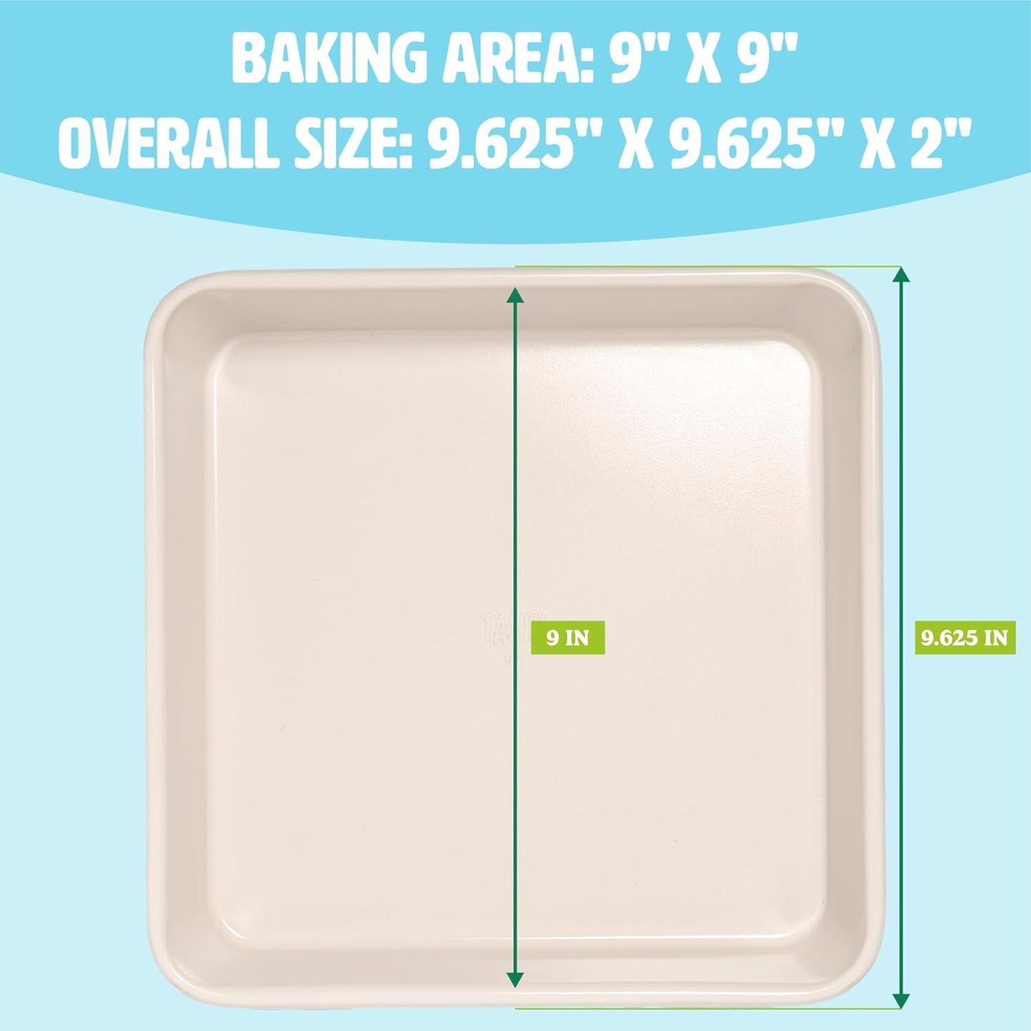 Tasty Clean Ceramic Square Cake Pans Set, 2-Pack of 9-Inch Cake Pans, Durable Aluminized Steel for Professional Results, Clean Ceramic Nonstick Coating, Oven Safe to 425°F, Dishwasher Safe, Aqua