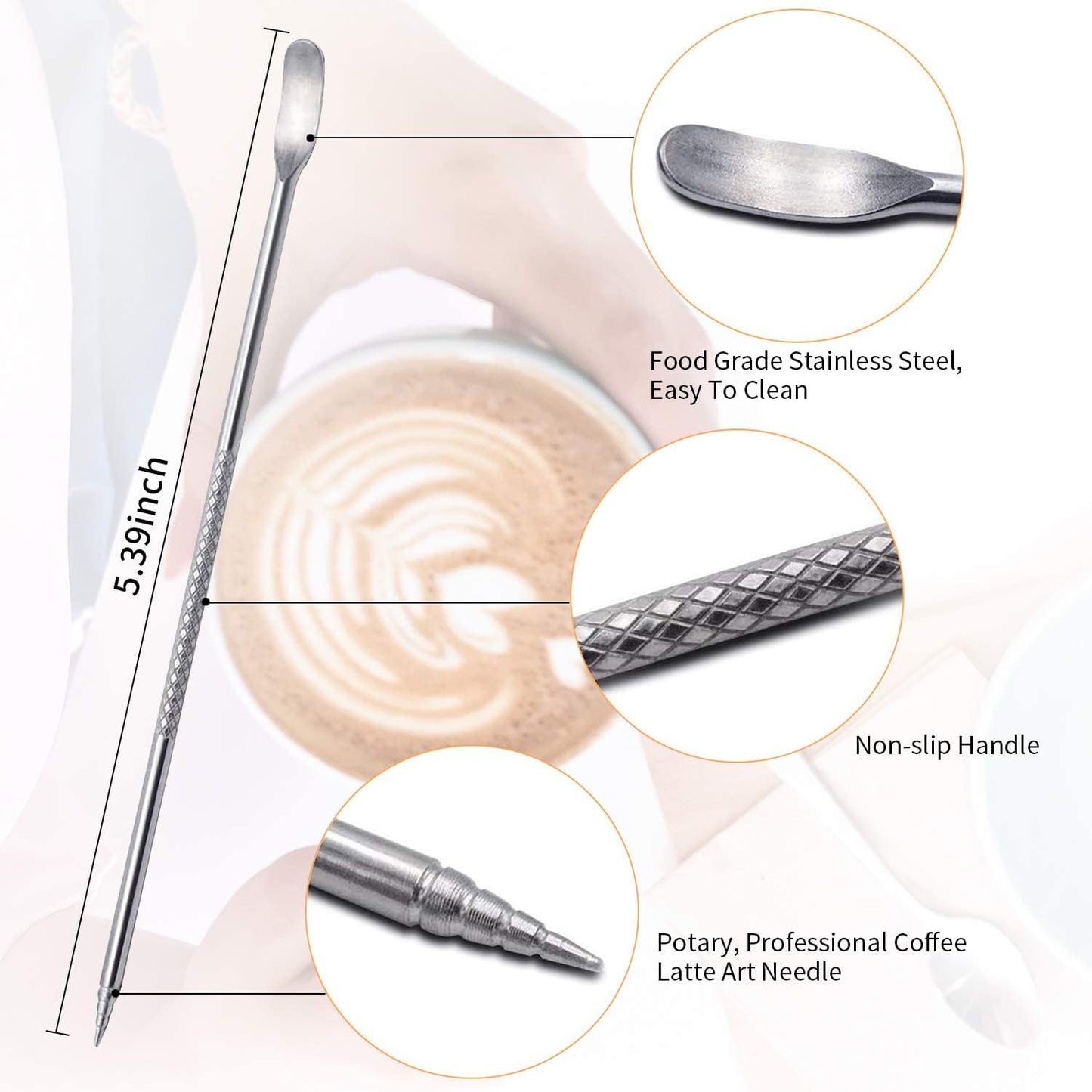 Espresso Milk Frothing Pitcher, 20OZ/600ML Stainless Steel Milk Frother Cup with Decorating Art Pen for Espresso Machine