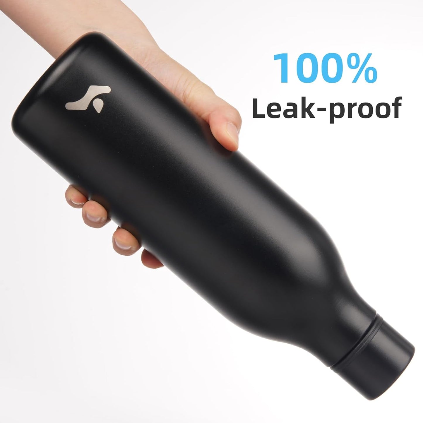 Insulated Water Bottle with Strap,25 oz Double Wall Stainless Steel Vacuum Bottles Metal Water Flask,Black