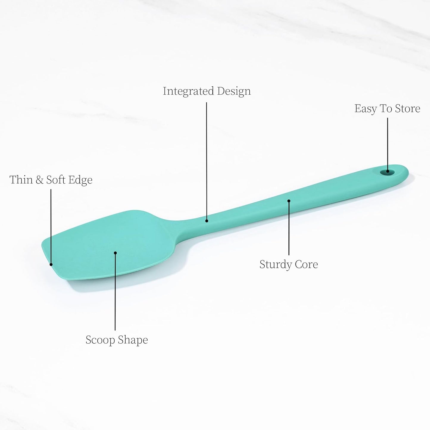 600ºF Heat Resistant Spatulas, High Heat Food Safe Semless Kitchen Silicone Spoon Spoonula Scraper Set for Cooking Baking Mixing Scraping Stirring Nonstick Cookware Pan Bowl (3Pcs,Turquoise)