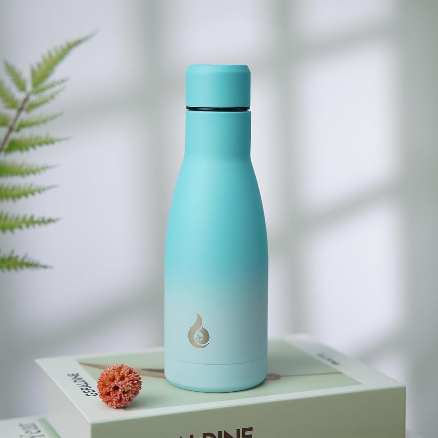 BJPKPK Insulated Water Bottle 12oz Small Stainless Steel Water Bottles Reusable Metal Thermo Keep Cold and Hot,Sea Salt