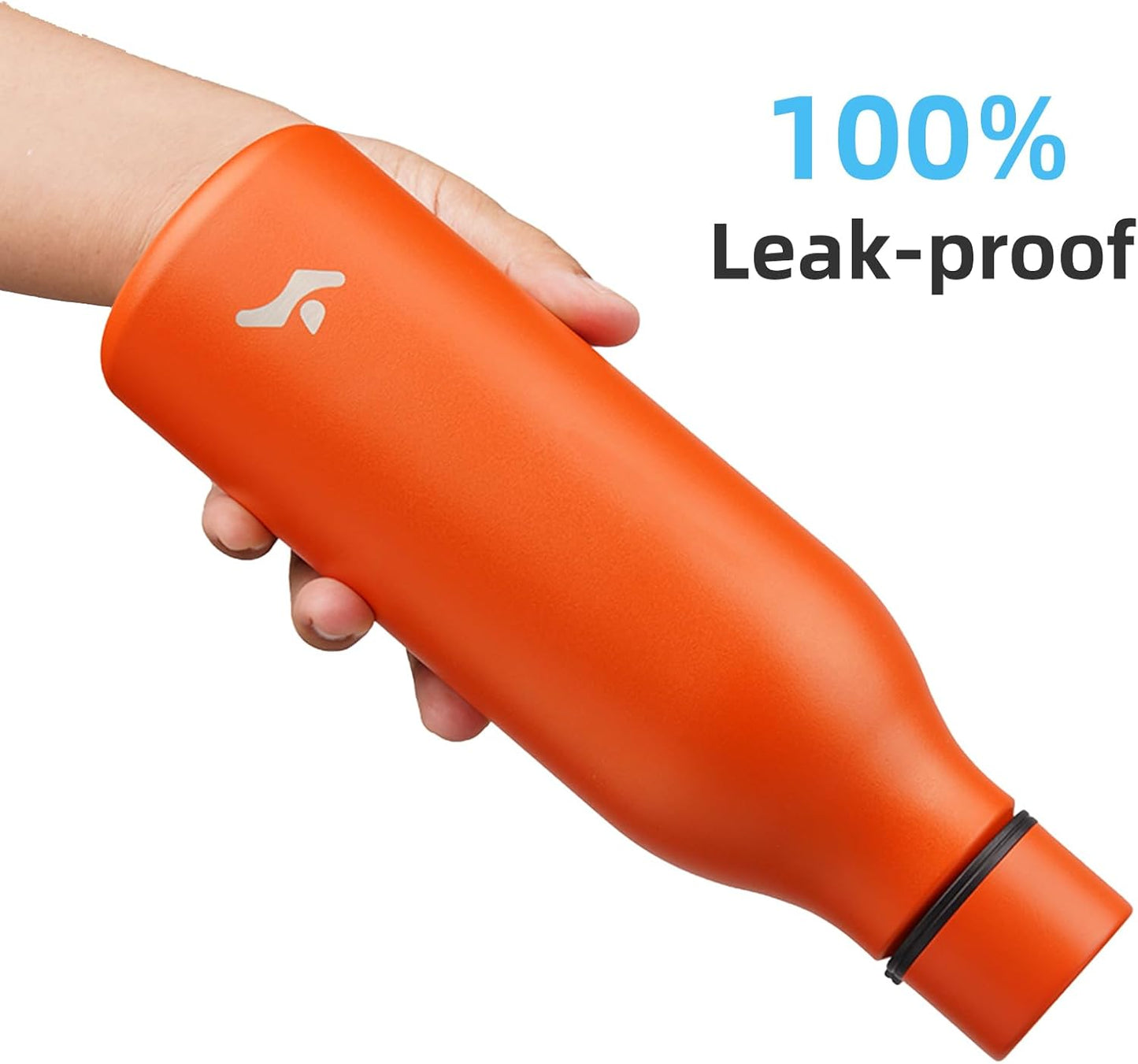 Insulated Water Bottle with Strap,18 oz Double Wall Stainless Steel Vacuum Bottles Metal Water Flask,Orange