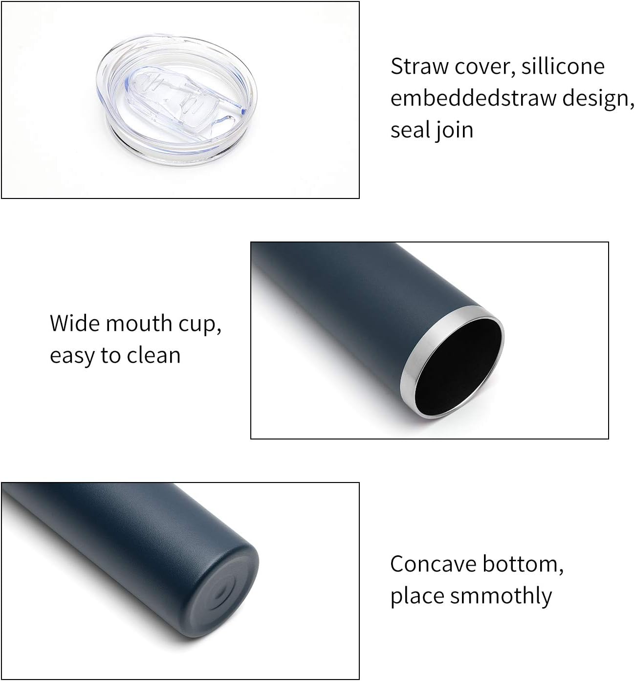 HASLE OUTFITTERS 20 oz Skinny Tumbler, Stainless Steel Insulated Slim Tumbler with Lid, Reusable Double Wall Travel Coffee Mug, Durable Powder Coated Travel Water Cup(Navy, 1)