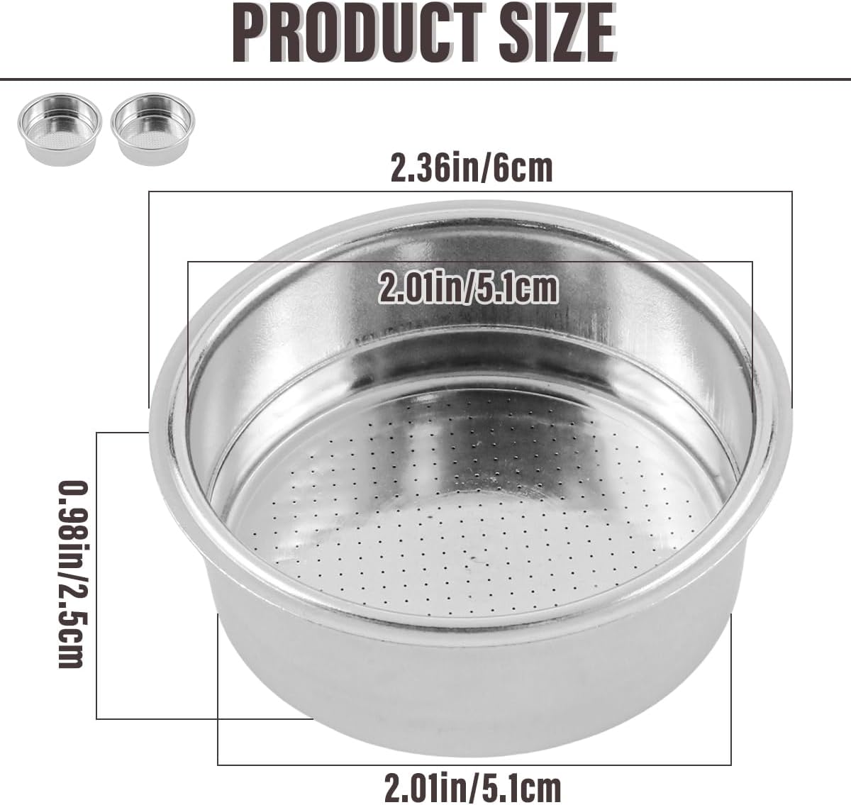 51mm Coffee Filter Basket, Stainless Steel Coffee Filter, Double Layer Pressurized Espresso Maker Accessories, 2PCS