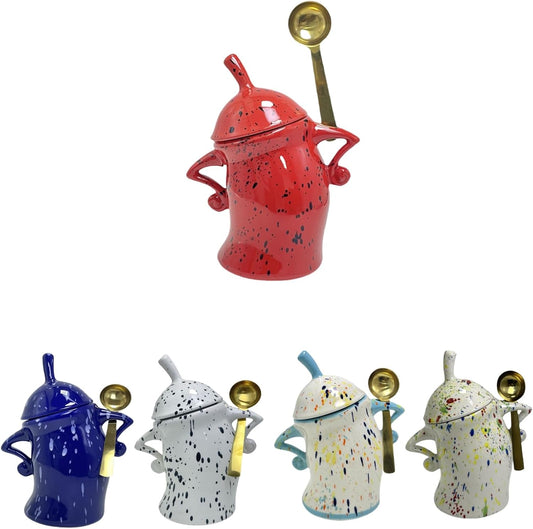 Canister With Attitude - 1.2L Ceramic Storage Jar with Lid, Airtight Kitchen Canisters Set for Coffee, Sugar & Tea | Farmhouse Flour Sugar Storage Container, Handmade with Spoon Rest (Red)