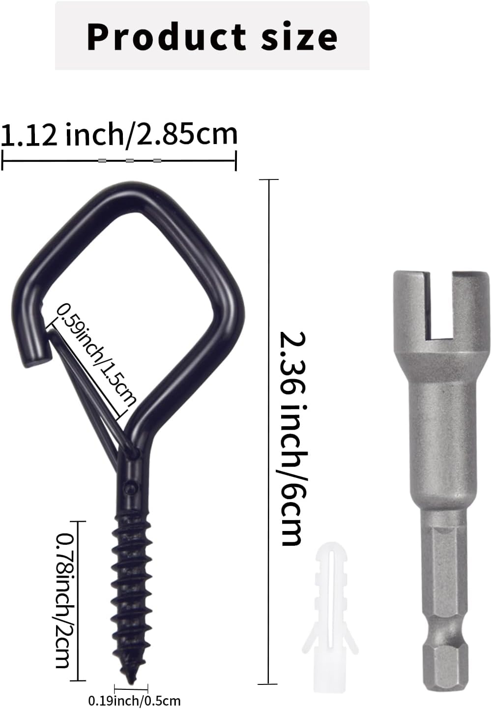 100 PCS Black Eye Screw Hooks for Hanging Heavy Duty with Safety Buckle.Metal Ceiling Hooks for Hanging Plants Cup Wind Chime Bird Feeders Patio Lights at Indoor&Outdoor