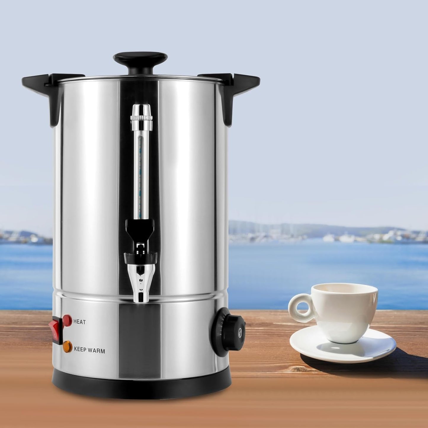 8L/2.11gal Commercial Coffee Urn, Gallon Double Wall Commerical Coffee Maker, 50 Cup Commercial Grade Stainless Steel Percolate Coffee Maker for Events, Offices and Catering