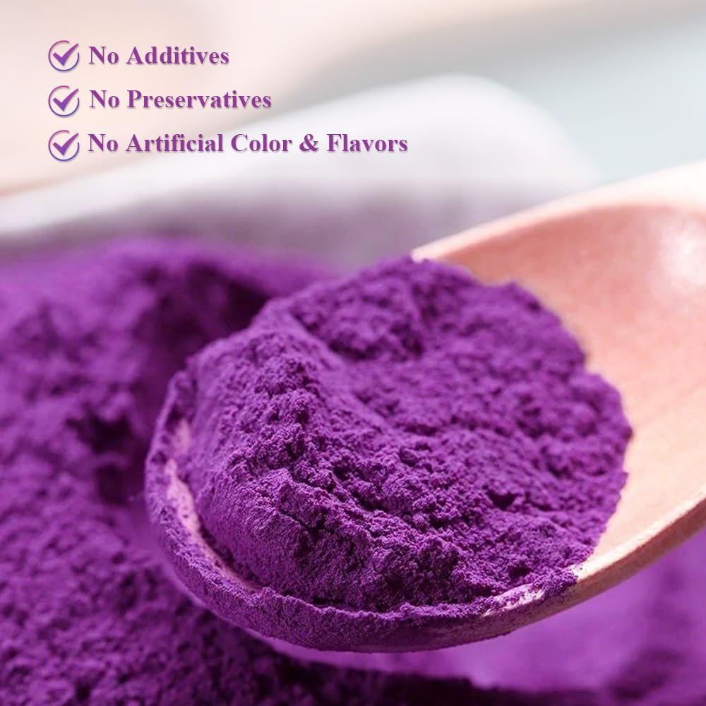 Fraunitsh Purple Sweet Potato Powder 7oz | Ube Powder | Natural Purple Yam Food Coloring for Baking Smoothies Dinks & Recipes | No Additives (7oz)