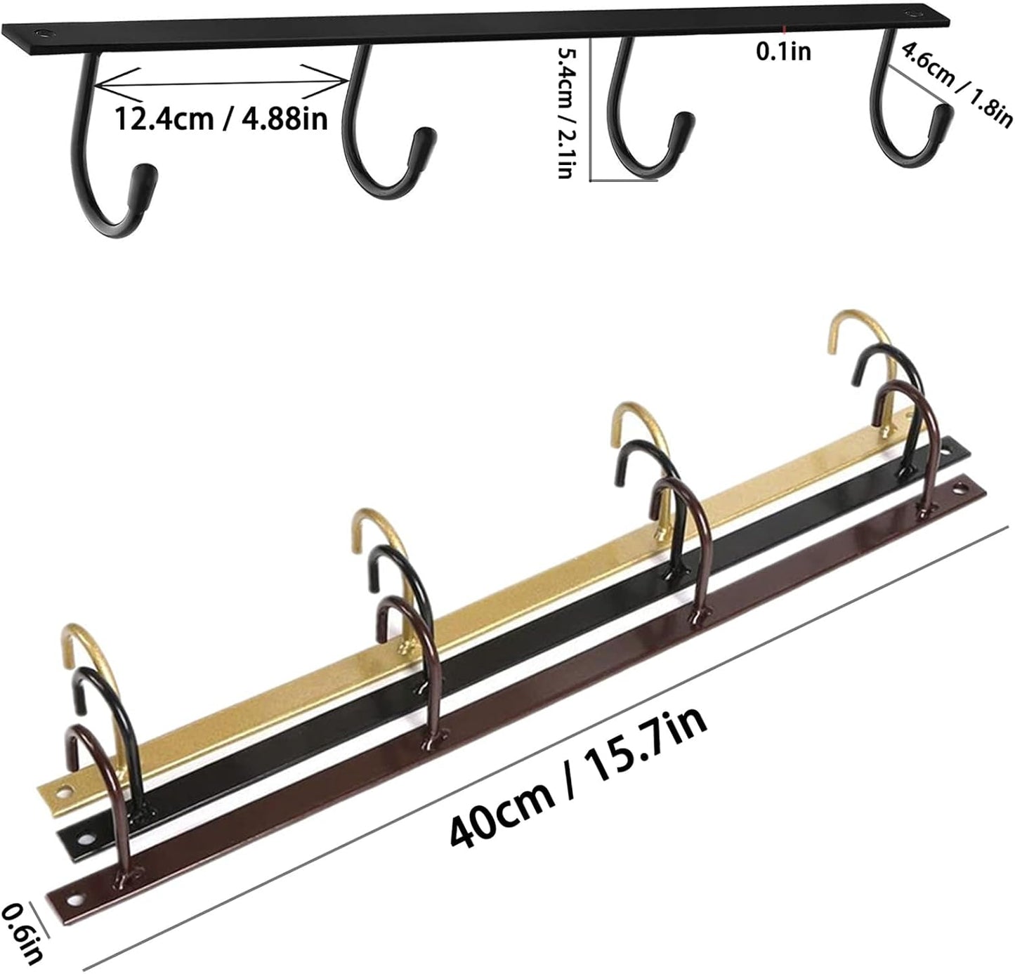 Mug Hanger Under Cabinet 3 Pcs Metal Coffee Hooks Wall Mounted Coffee Cup Rack Mug Storage Organizer for Kitchen Dining Bar - Black