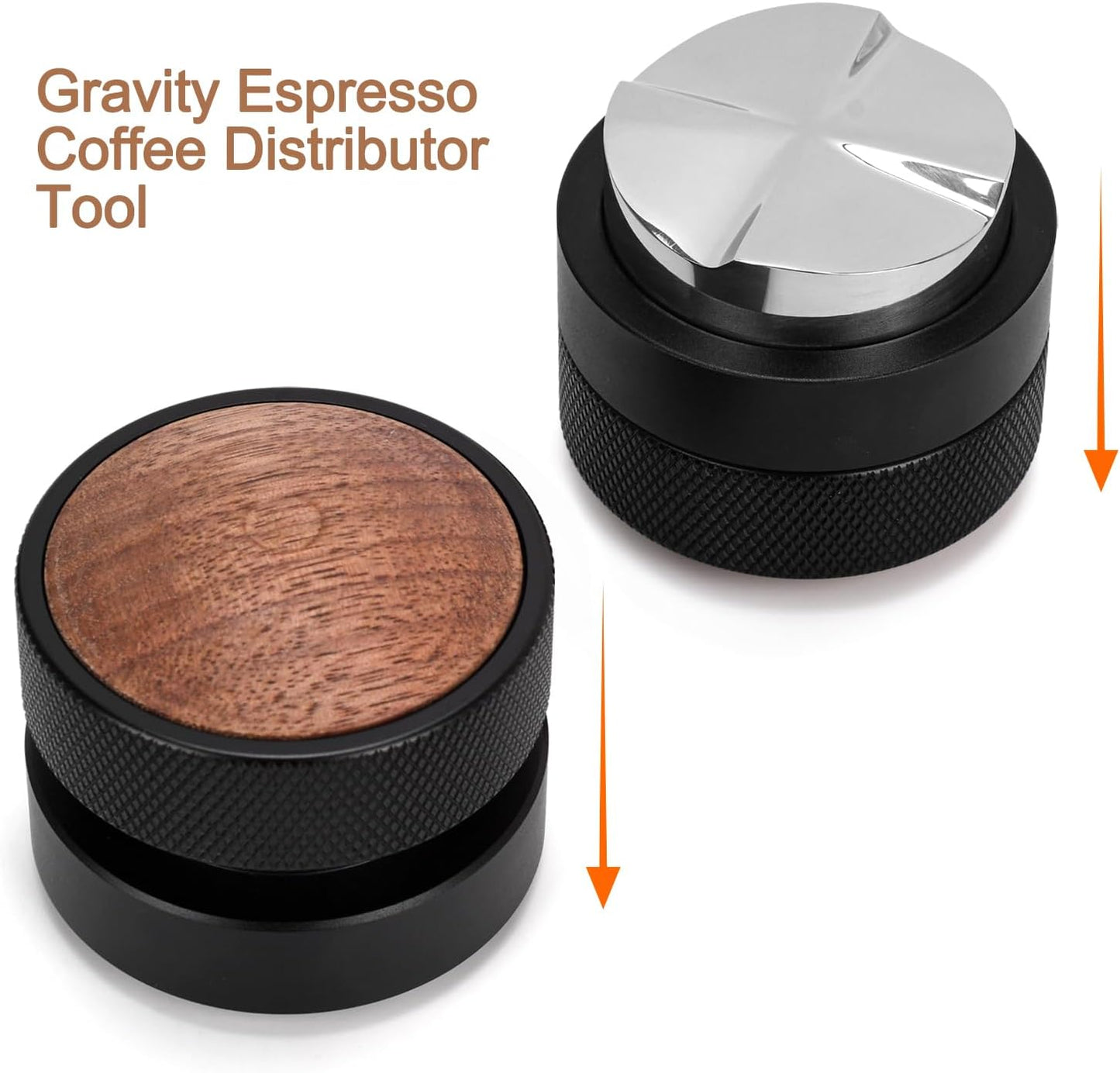 53mm Coffee Distributor and Tamper, Dual Head Espresso Tool with Adjustable Depth - Professional Coffee Leveler and Hand Tamper for 51mm Portafilters, Barista-Grade Espresso Accessory (53mm)