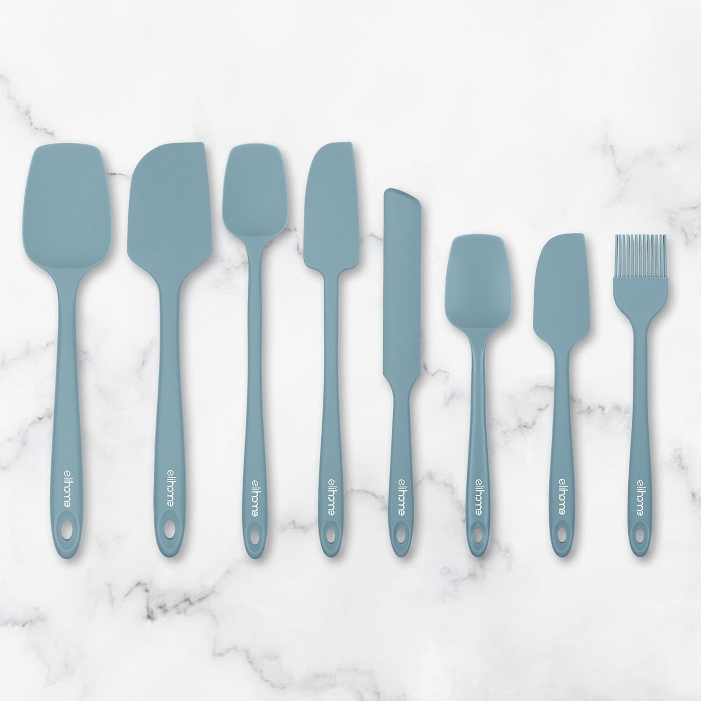 Elihome Classic Silicone Spoonula - Non-Stick Heat Resistant Silicone Scraper Spatula for Mixing, Serving, Scraping, Stirring, and More - 11 Inch, Slate Teal Grey