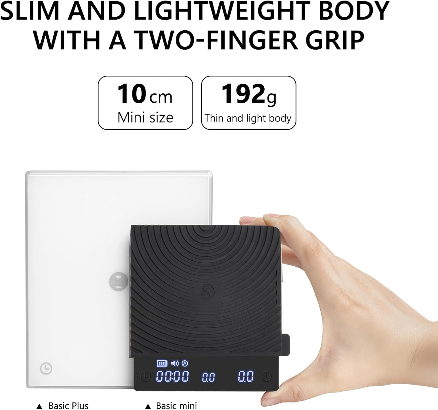 TIMEMORE Basic Mini Coffee Scale, Multifunction Electronic Espresso Scale, Weigh Digital Drip Cone Scale with Timer, Ultra Thin and LightMini Digital Food Kitchen Scale for Baking, Cooking