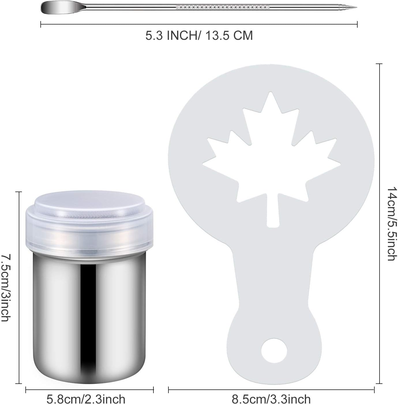 72 Pieces Coffee Decoration Stencils Latte Art Template Coffee Mold Tool with 2 Latte Art Pen 2 Dusting Jars Mesh Powder Shaker for Cake Cookie Decorating Oatmeal Cappuccino Hot Chocolate