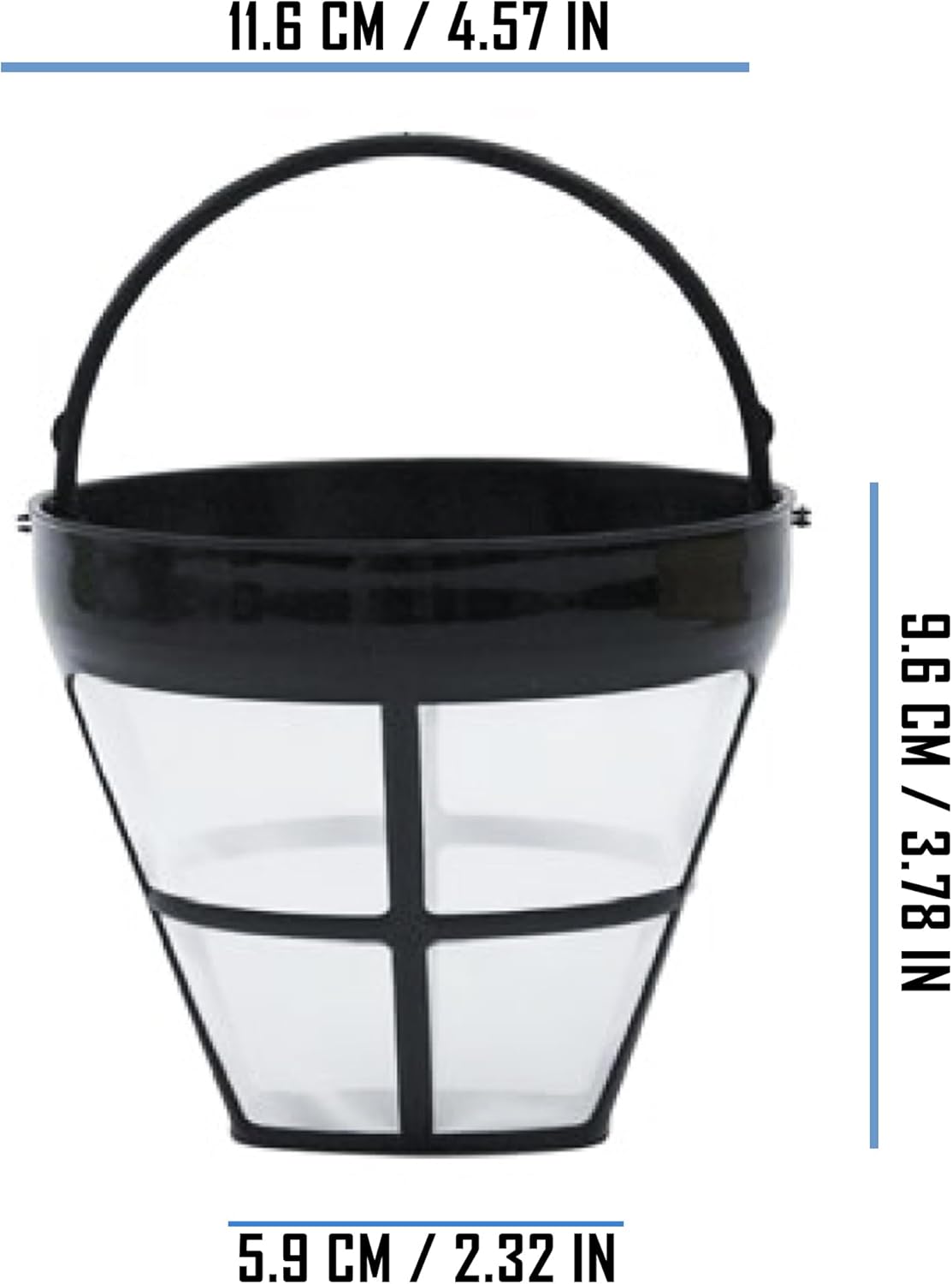 GOLDTONE Reusable (2 Pack) 8-12 Cup #4 Cone Nylon Coffee Filter fits Ninja Coffee Makers and Brewers, BPA Free