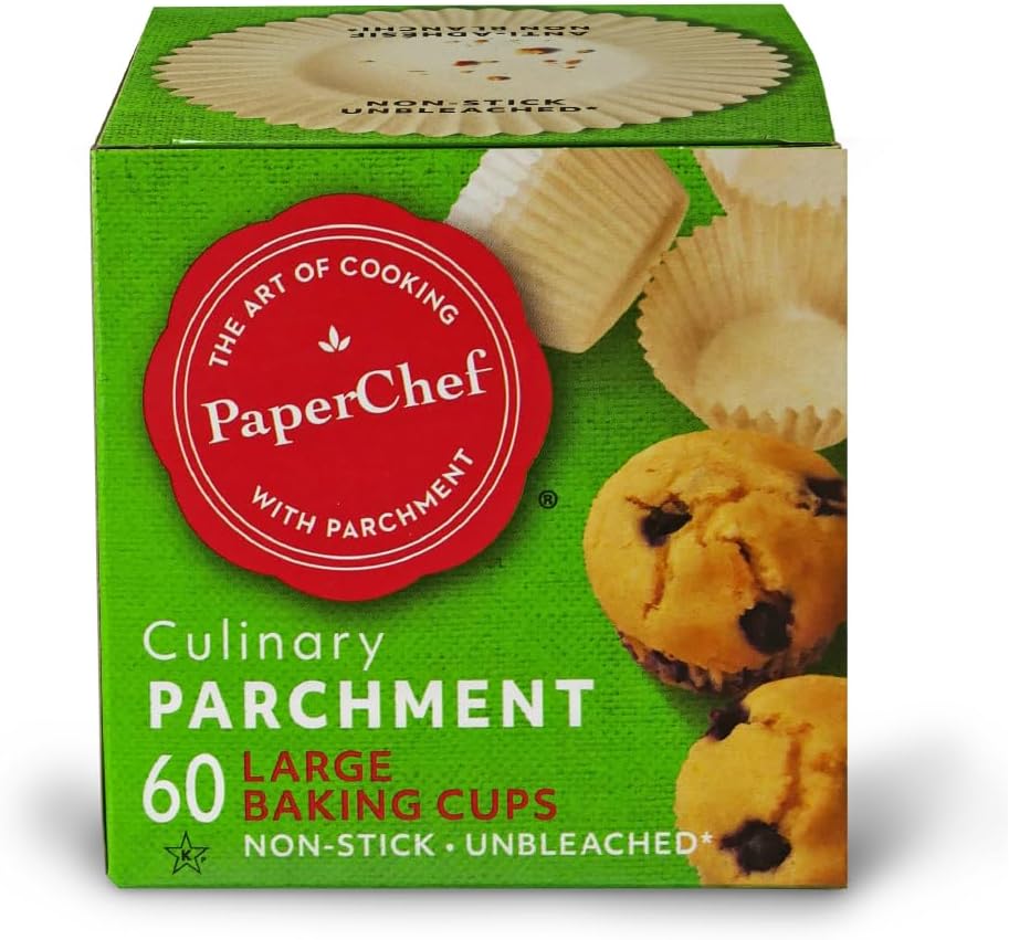 PaperChef - Large Parchment Baking Cups - Easy Release, Non-Stick Paper - 60 Count