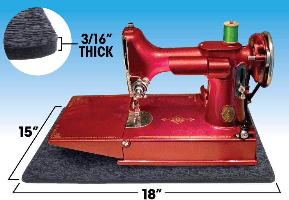 Cottage Mills Stay-in-Place Machine Mats - 2 Piece Set - 11" x 14" & 15" x 18" - Sewing Machine and Serger Mats - Calms Vibration and Dampens Noise. Made in USA.
