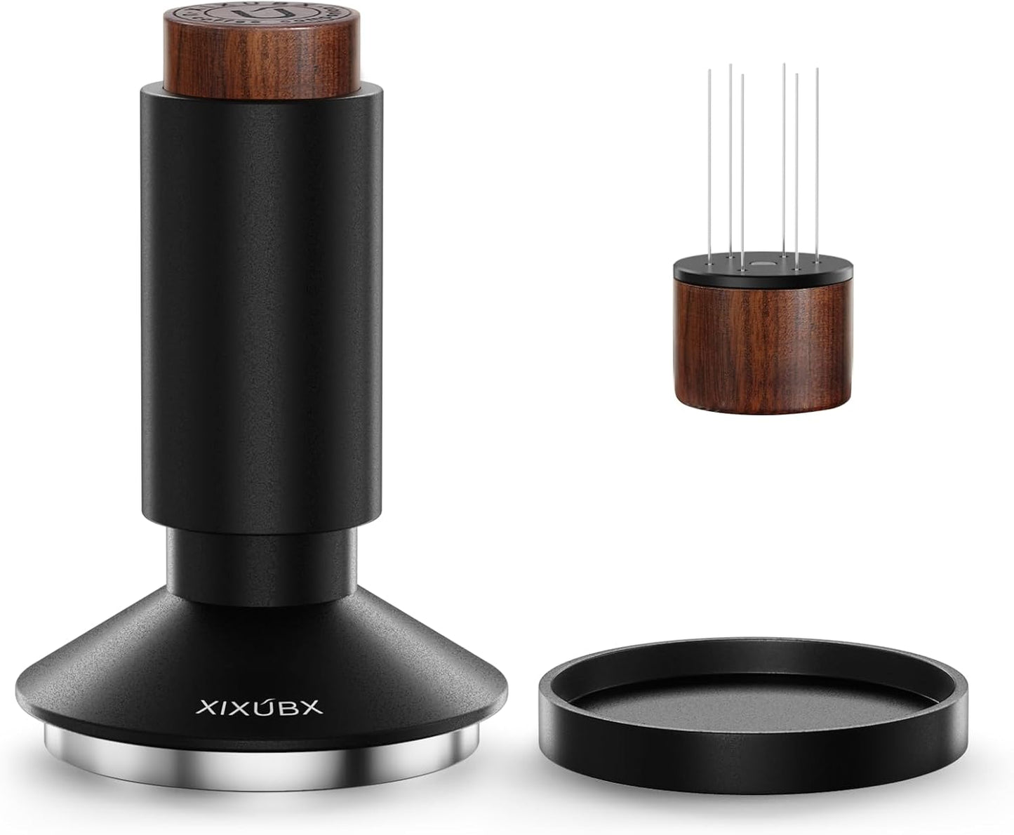 58.35mm Espresso Tamper & Magnetic WDT Tool, Barista Cofee Tamper with Spring Loaded, Anodized Aluminum Alloy Handle, Stainless Steel Corrugated Base with Cover for Portafilter Basket