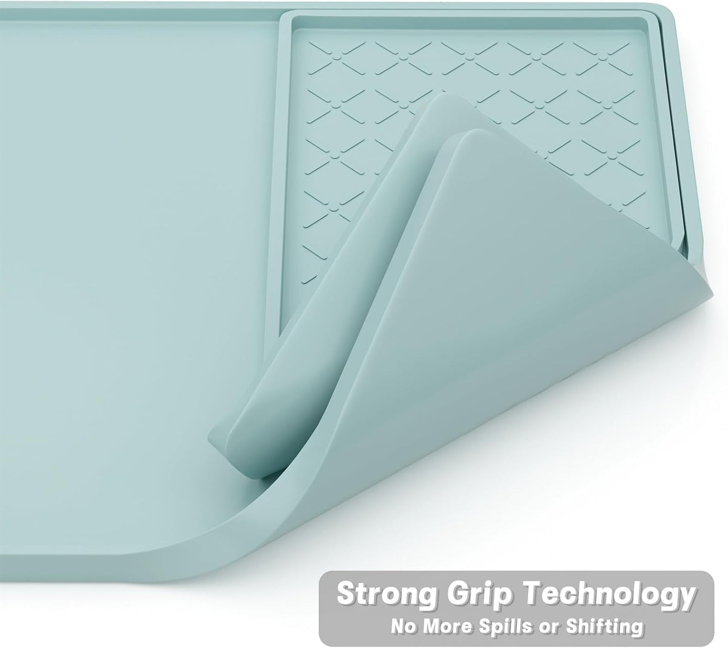 Rnivvi Silicone Coffee Mat, 16" x 24" Waterproof Raised Edge Coffee Bar Mats for Espresso Machine Station Accessories, Heat Resistant Detachable Dish Drying Pad for Kitchen Counter, Shadow Green