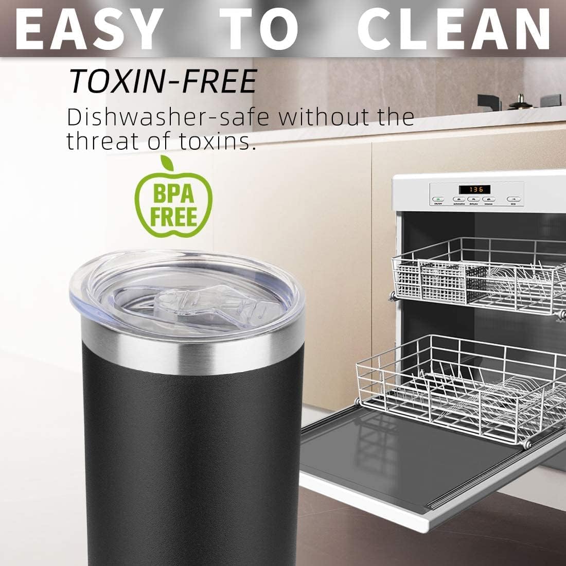 HASLE OUTFITTERS 20 oz Skinny Tumblers Bulk Set, Stainless Steel Insulated Slim Tumblers with Lids, Reusable Double Wall Travel Coffee Mugs, Durable Powder Coated Travel Water Cups(Black, 12)