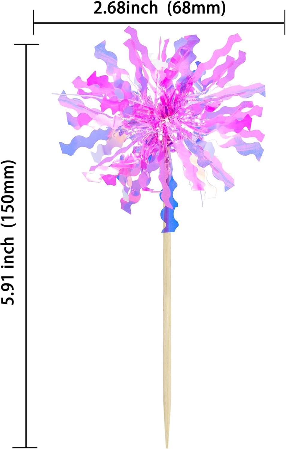 Gyufise 20Pcs Foil Firework Cupcake Toppers Happy Birthday Cake Toppers Sparkle Tinsel Flower Drink Stirrers Cocktail Food Fruit Toothpicks for Valentine's Day Party Supplies Rose Red