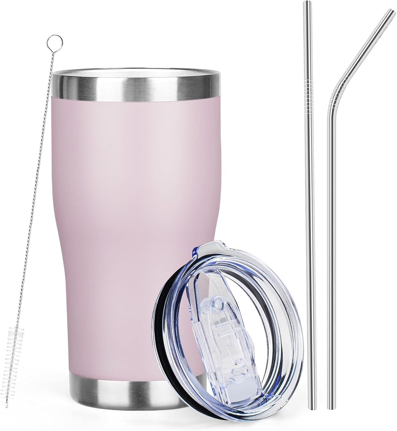 MEZMUT 1 Pack 20oz Insulated Coffee Tumbler with Lid and Straw Double Wall Vacuum Insulated Cup Stainless Steel Travel Mugs Leakproof Powder Coated Tumbler for Indoor Outdoor(Lavender)