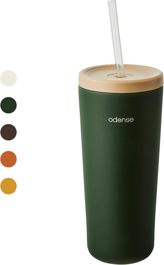 Odense Legodt Straw Tumbler 24oz - Double Stainless Vacuum Insulated Tumbler with Lid & Straw - Travel Mug, Water Bottle for Iced Coffee & Iced Tea, Cold Drinks, Dishwasher Safe(Sweet Pumpkin)