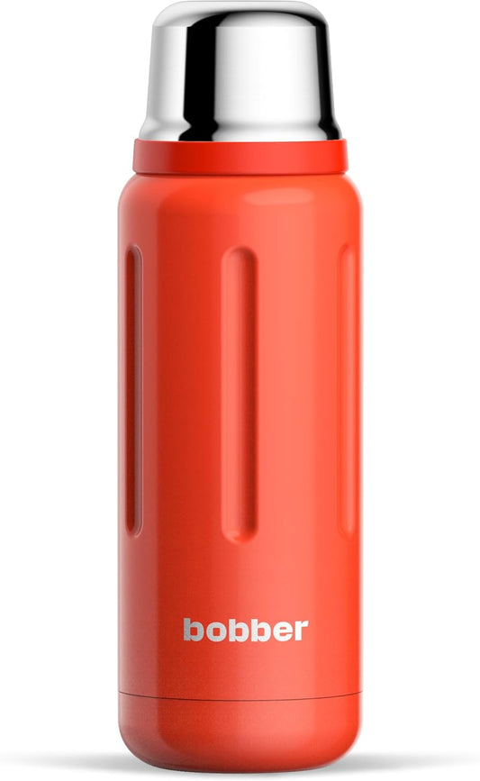 BOBBER 26 oz Stainless Steel Heavy Duty Thermos for Hot and Cold Drinks – Dishwasher Safe Insulated Water Bottle with Cup Lid – Keeps Hot for 36 Hours – Leak-Proof Rugged Thermos with Screw Lid (Red)